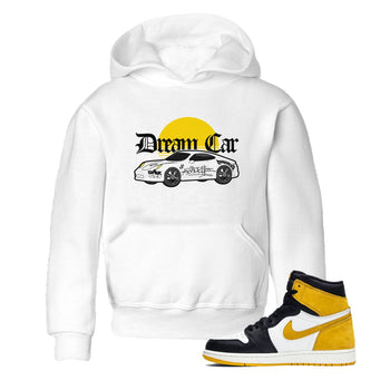 Air Jordan 1 Yellow Ochre shirt to match jordans Dream Car sneaker tees AJ1 Yellow Ochre SNRT sneaker release tees baby toddler White 1 cotton Shirt