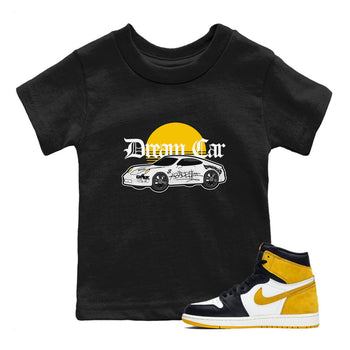 Air Jordan 1 Yellow Ochre shirt to match jordans Dream Car sneaker tees AJ1 Yellow Ochre SNRT sneaker release tees baby toddler Black 1 cotton Shirt