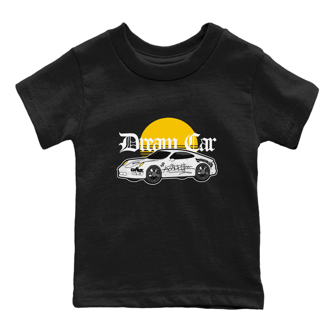 Air Jordan 1 Yellow Ochre shirt to match jordans Dream Car sneaker tees AJ1 Yellow Ochre SNRT sneaker release tees baby toddler Black 2 cotton Shirt