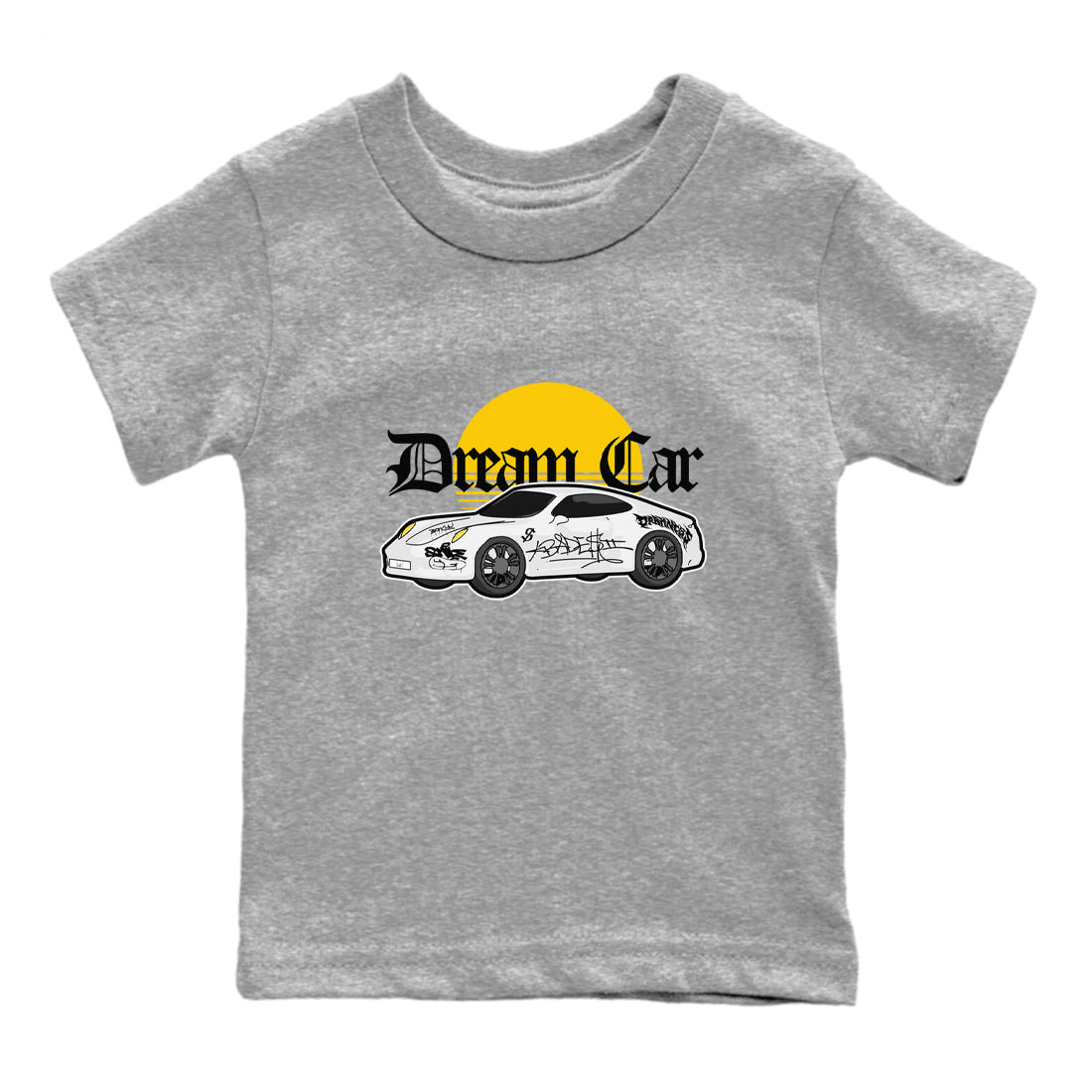 Air Jordan 1 Yellow Ochre shirt to match jordans Dream Car sneaker tees AJ1 Yellow Ochre SNRT sneaker release tees baby toddler Heather Grey 2 cotton Shirt