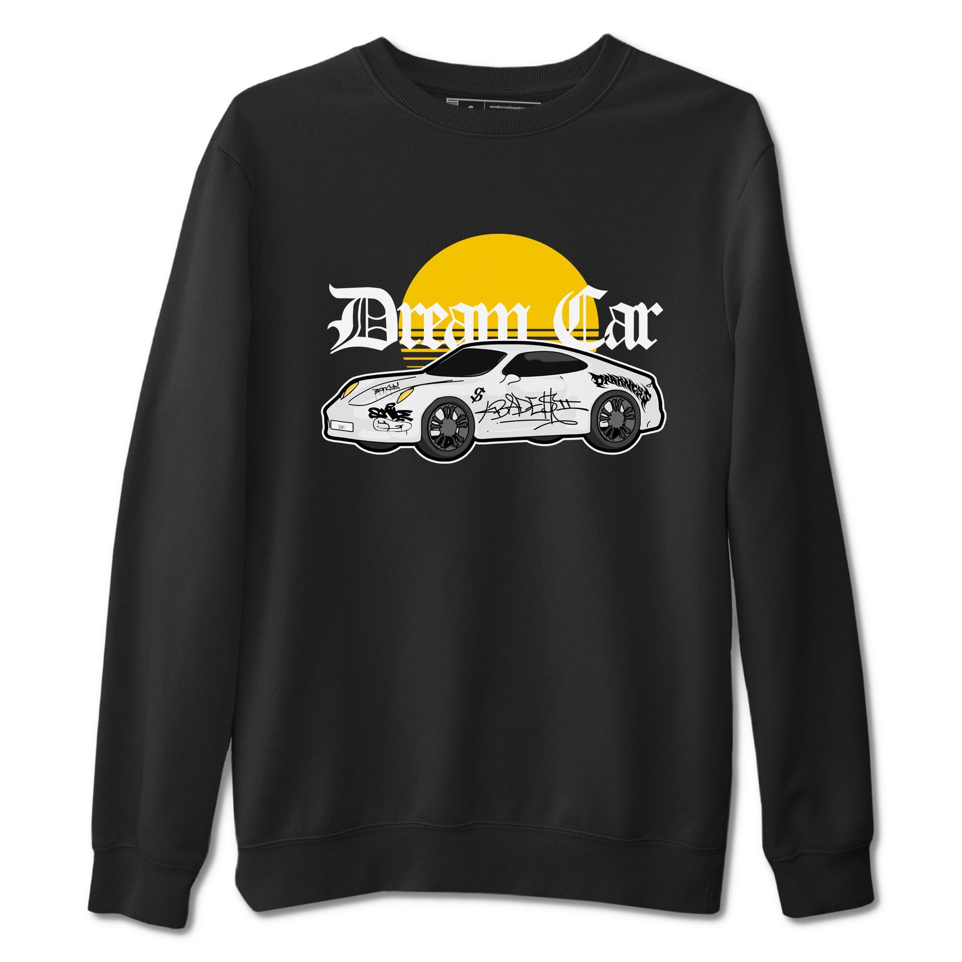 Air Jordan 1 Yellow Ochre shirt to match jordans Dream Car sneaker tees AJ1 Yellow Ochre SNRT Sneaker Release Tees unisex cotton Black 2 crew neck shirt
