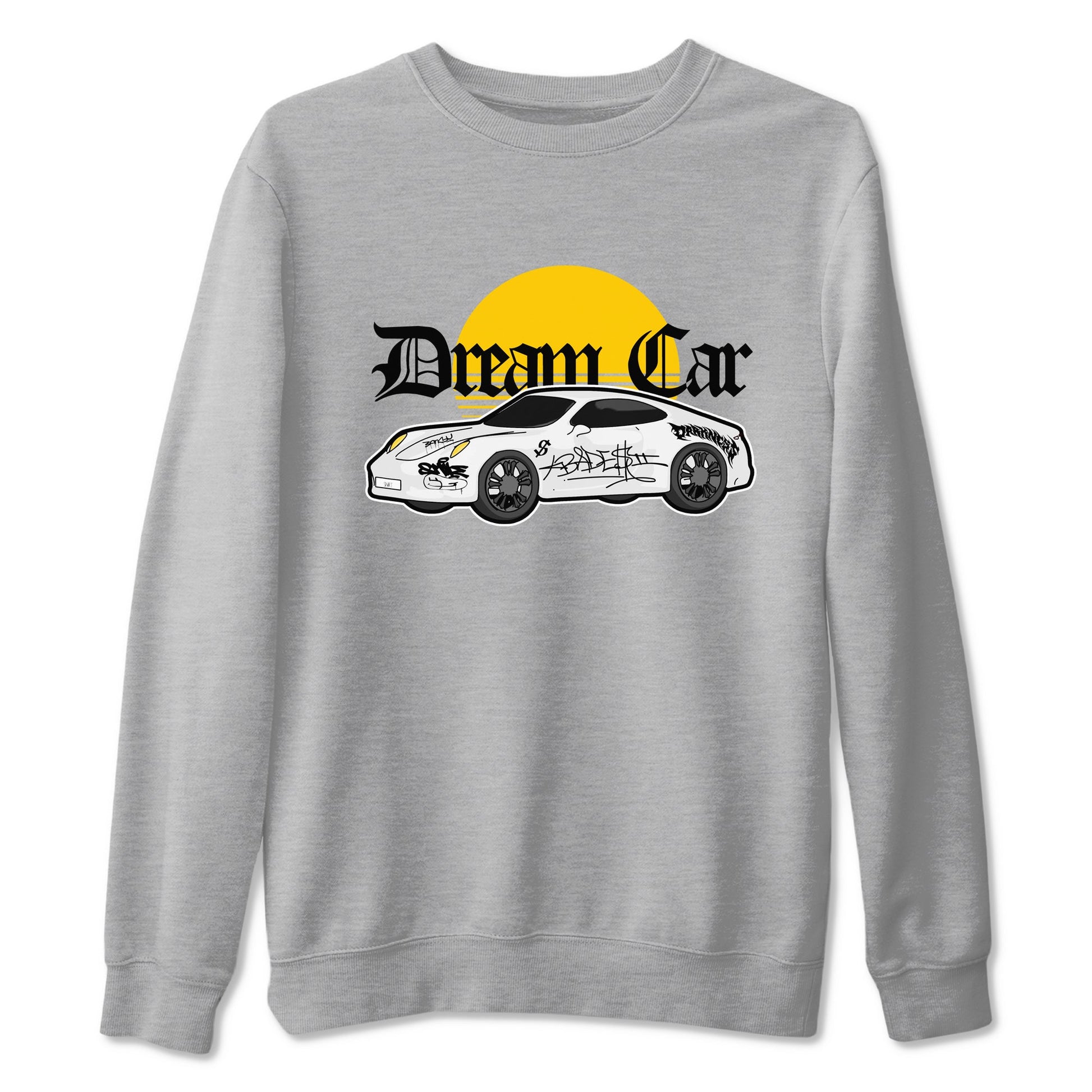 Air Jordan 1 Yellow Ochre shirt to match jordans Dream Car sneaker tees AJ1 Yellow Ochre SNRT Sneaker Release Tees unisex cotton Heather Grey 2 crew neck shirt