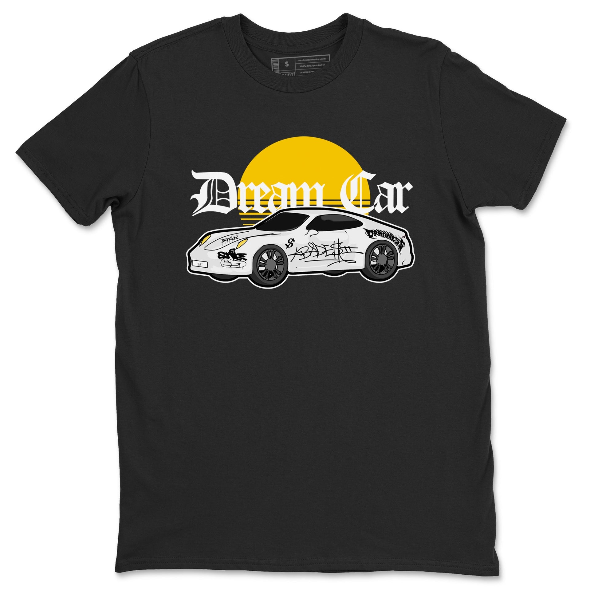 Air Jordan 1 Yellow Ochre shirt to match jordans Dream Car sneaker tees AJ1 Yellow Ochre SNRT Sneaker Release Tees unisex cotton Black 2 crew neck shirt