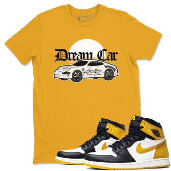 Air Jordan 1 Yellow Ochre shirt to match jordans Dream Car sneaker tees AJ1 Yellow Ochre SNRT Sneaker Release Tees unisex cotton Gold 1 crew neck shirt
