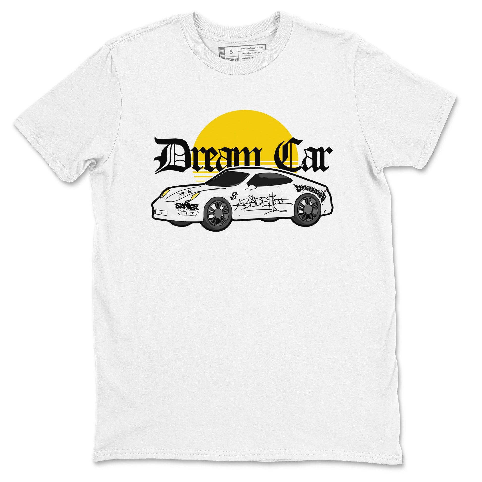 Air Jordan 1 Yellow Ochre shirt to match jordans Dream Car sneaker tees AJ1 Yellow Ochre SNRT Sneaker Release Tees unisex cotton White 2 crew neck shirt