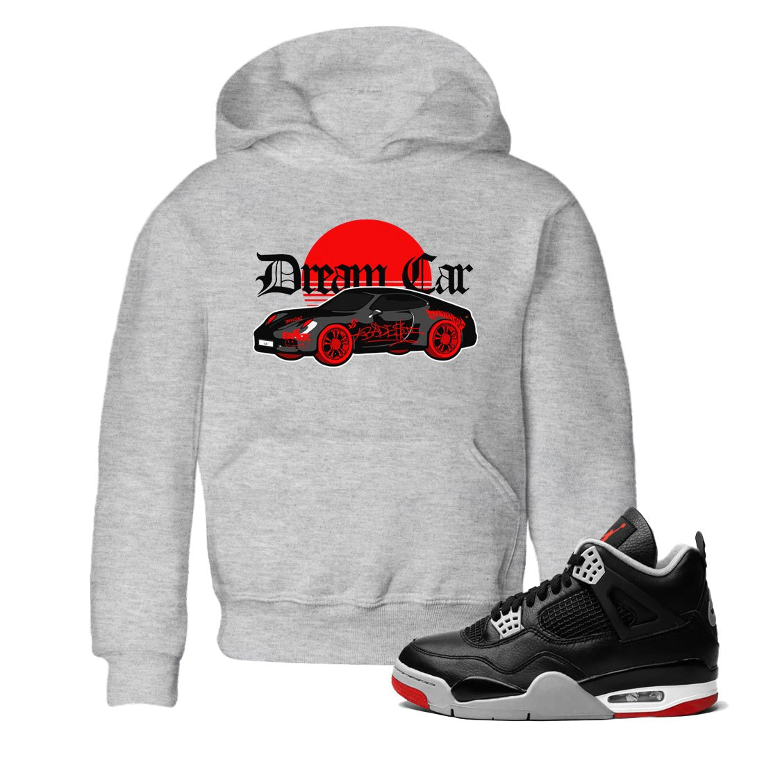 Air Jordan 4 Bred Reimagined shirt to match jordans Dream Car sneaker tees AJ4 Bred Reimagined SNRT sneaker release tees baby toddler Heather Grey 1 cotton Shirt