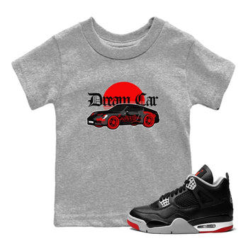 Air Jordan 4 Bred Reimagined shirt to match jordans Dream Car sneaker tees AJ4 Bred Reimagined SNRT sneaker release tees baby toddler Heather Grey 1 cotton Shirt