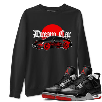 Air Jordan 4 Bred Reimagined shirt to match jordans Dream Car sneaker tees AJ4 Bred Reimagined SNRT Sneaker Release Tees unisex cotton Black 1 crew neck shirt