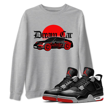 Air Jordan 4 Bred Reimagined shirt to match jordans Dream Car sneaker tees AJ4 Bred Reimagined SNRT Sneaker Release Tees unisex cotton Heather Grey 1 crew neck shirt