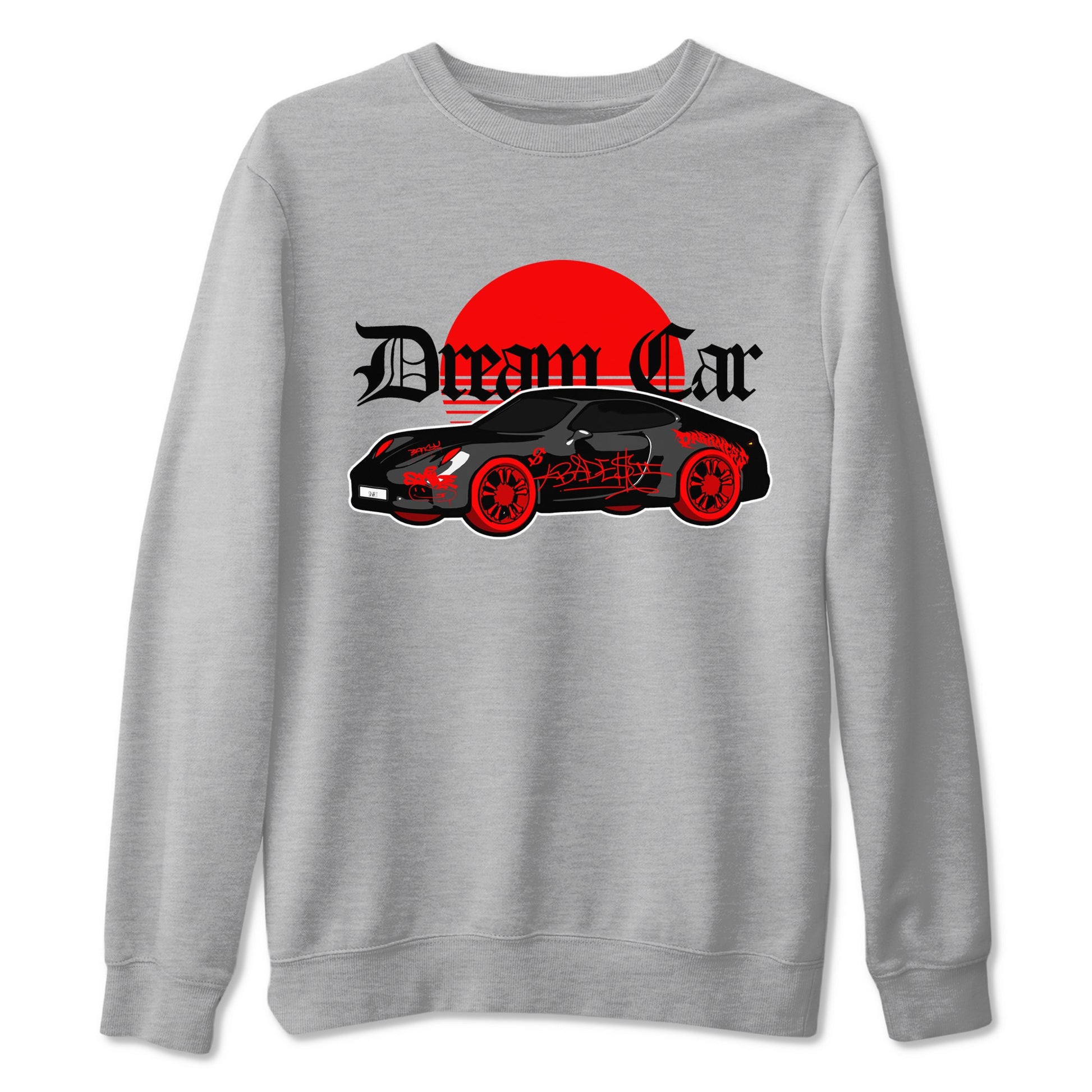 Air Jordan 4 Bred Reimagined shirt to match jordans Dream Car sneaker tees AJ4 Bred Reimagined SNRT Sneaker Release Tees unisex cotton Heather Grey 2 crew neck shirt