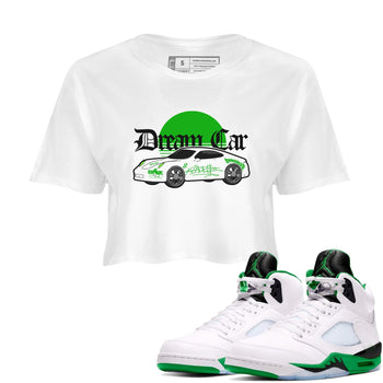 Air Jordan 5 Lucky Green shirt to match jordans Dream Car sneaker tees AJ5 Lucky Green SNRT Sneaker Release Tees White 1 crop length shirt