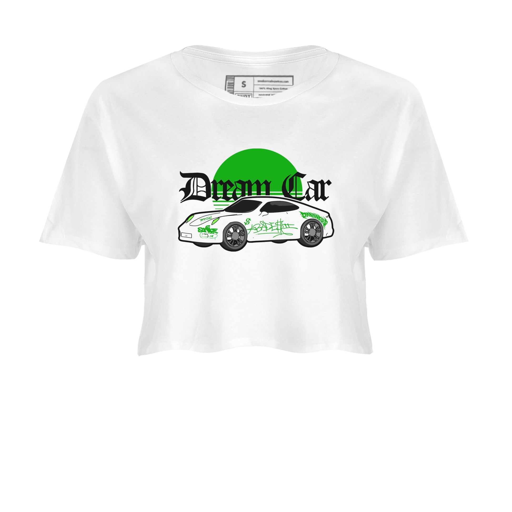 Air Jordan 5 Lucky Green shirt to match jordans Dream Car sneaker tees AJ5 Lucky Green SNRT Sneaker Release Tees White 2 crop length shirt