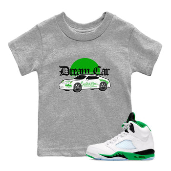 Air Jordan 5 Lucky Green shirt to match jordans Dream Car sneaker tees AJ5 Lucky Green SNRT sneaker release tees baby toddler Heather Grey 1 cotton Shirt