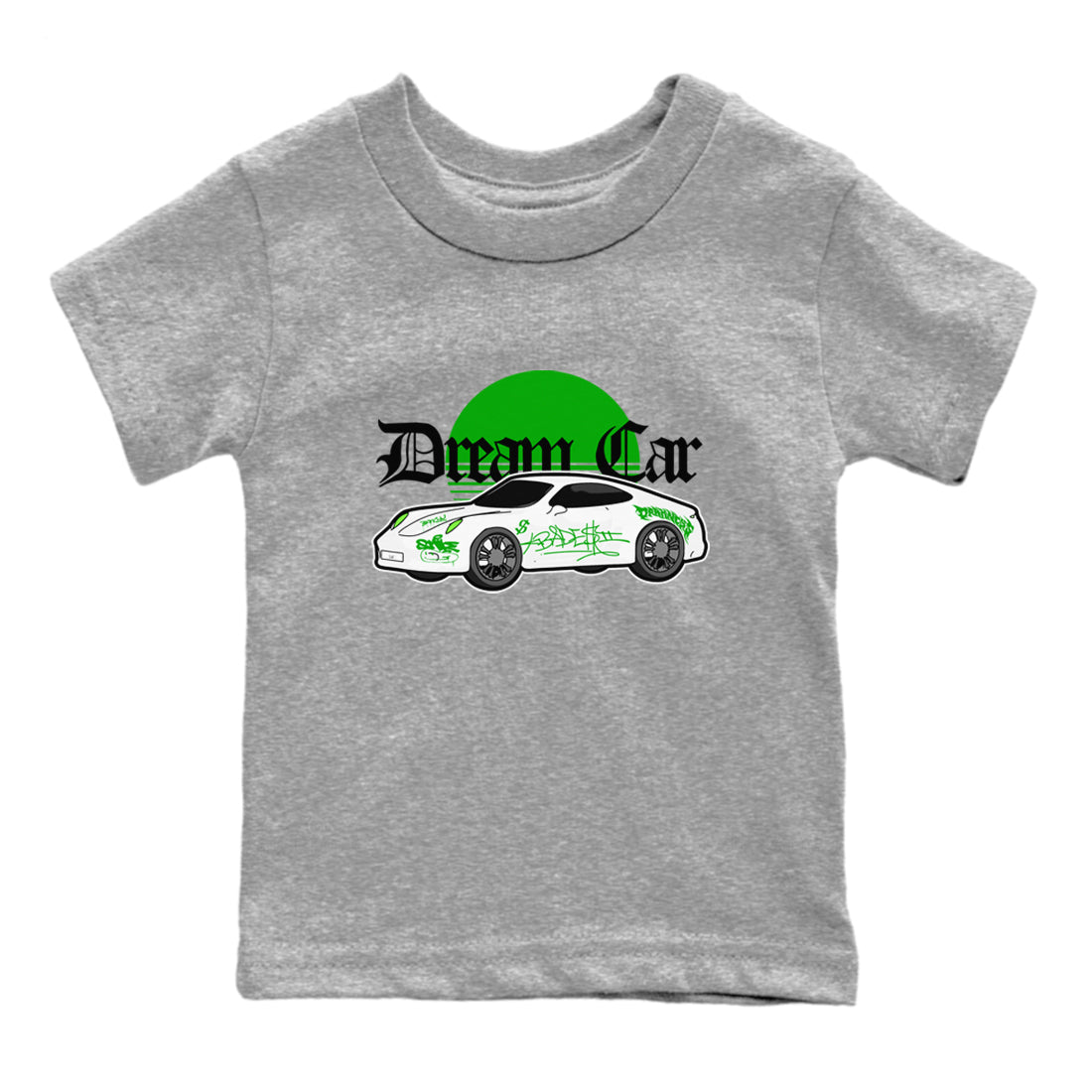 Air Jordan 5 Lucky Green shirt to match jordans Dream Car sneaker tees AJ5 Lucky Green SNRT sneaker release tees baby toddler Heather Grey 2 cotton Shirt