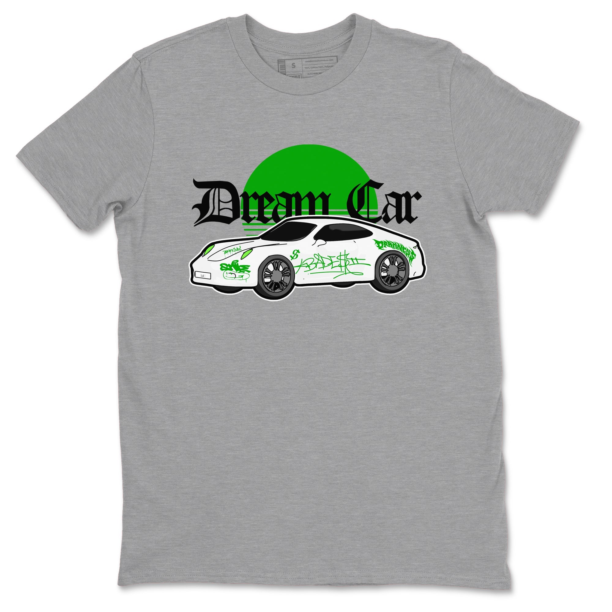 Air Jordan 5 Lucky Green shirt to match jordans Dream Car sneaker tees AJ5 Lucky Green SNRT Sneaker Release Tees unisex cotton Heather Grey 2 crew neck shirt