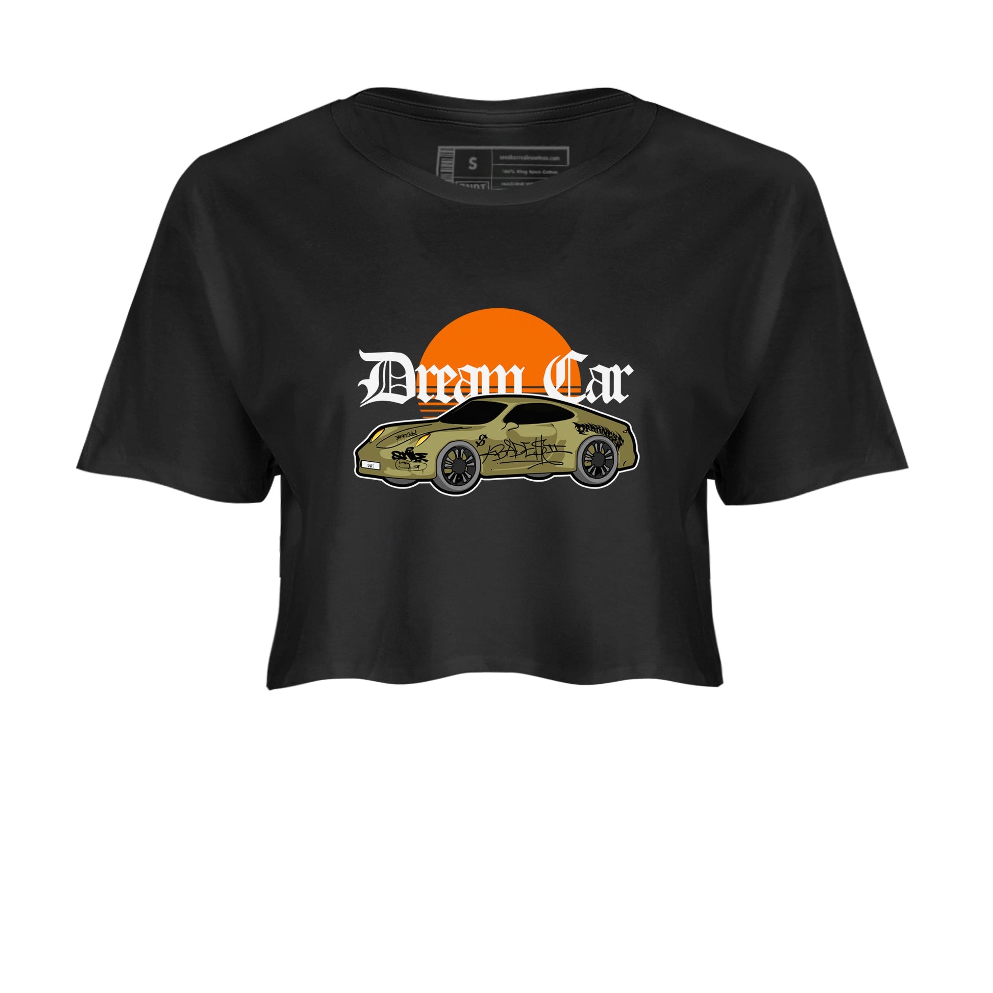 Air Jordan 5 Olive shirt to match jordans Dream Car sneaker tees AJ5 Olive SNRT Sneaker Release Tees Black 2 crop length shirt