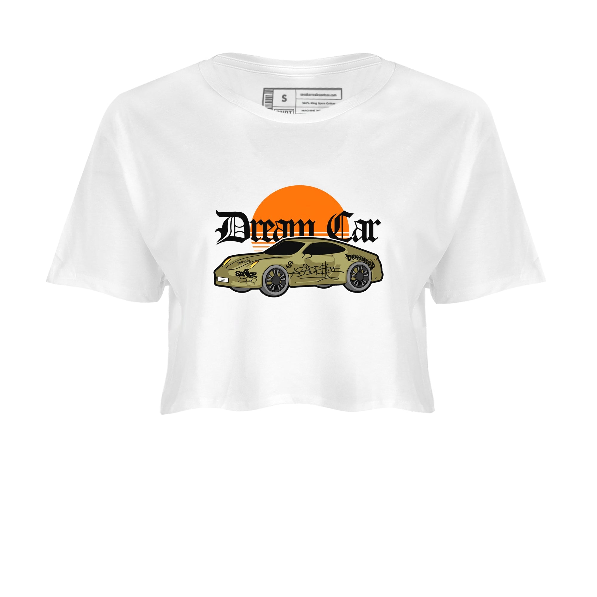 Air Jordan 5 Olive shirt to match jordans Dream Car sneaker tees AJ5 Olive SNRT Sneaker Release Tees White 2 crop length shirt