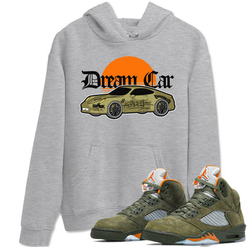 Air Jordan 5 Olive shirt to match jordans Dream Car sneaker tees AJ5 Olive SNRT Sneaker Release Tees unisex cotton Heather Grey 1 crew neck shirt