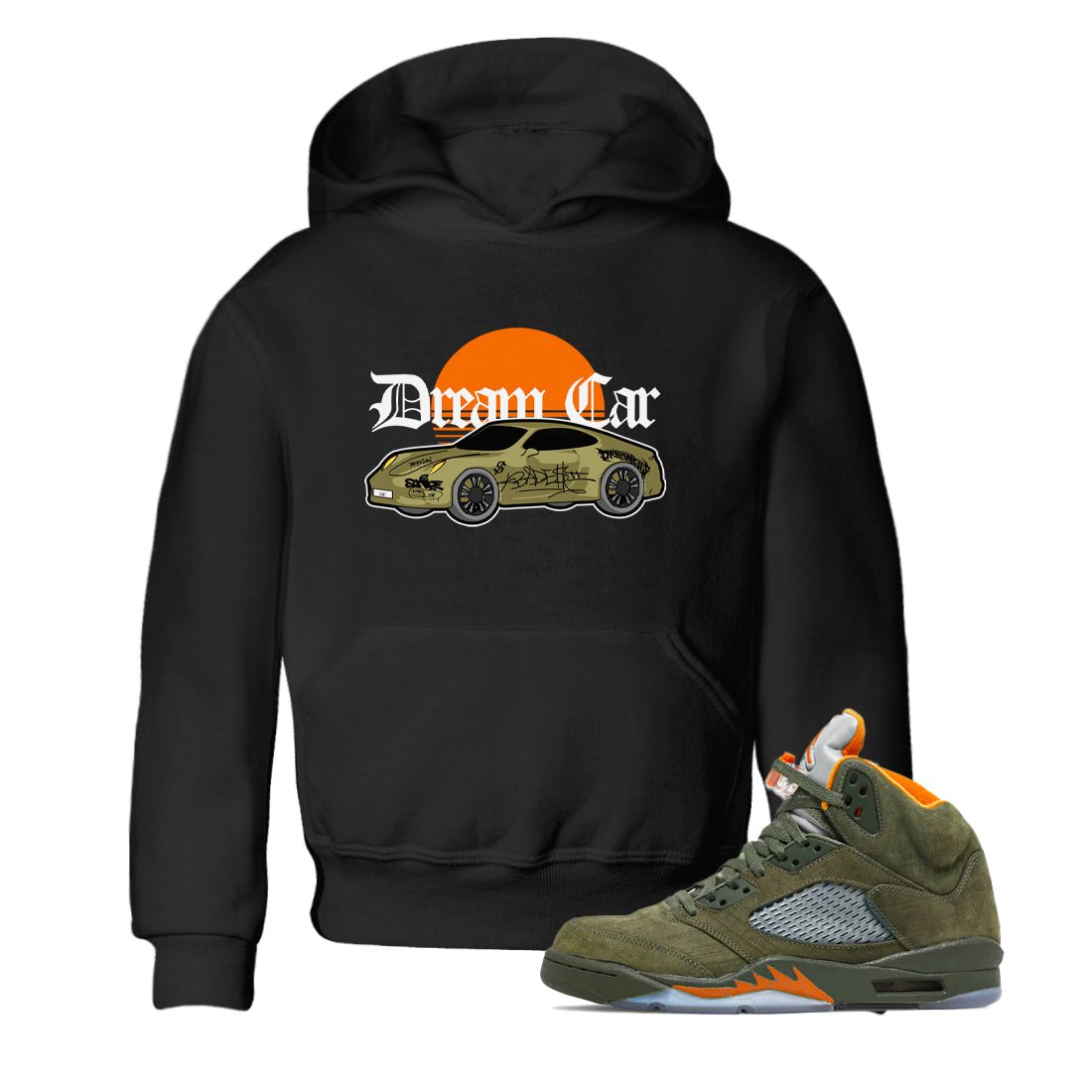 Air Jordan 5 Olive shirt to match jordans Dream Car sneaker tees AJ5 Olive SNRT sneaker release tees baby toddler Black 1 cotton Shirt