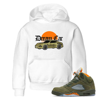 Air Jordan 5 Olive shirt to match jordans Dream Car sneaker tees AJ5 Olive SNRT sneaker release tees baby toddler White 1 cotton Shirt