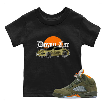 Air Jordan 5 Olive shirt to match jordans Dream Car sneaker tees AJ5 Olive SNRT sneaker release tees baby toddler Black 1 cotton Shirt