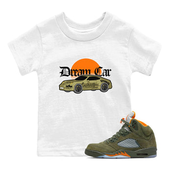 Air Jordan 5 Olive shirt to match jordans Dream Car sneaker tees AJ5 Olive SNRT sneaker release tees baby toddler White 1 cotton Shirt