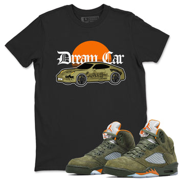 Air Jordan 5 Olive shirt to match jordans Dream Car sneaker tees AJ5 Olive SNRT Sneaker Release Tees unisex cotton Black 1 crew neck shirt