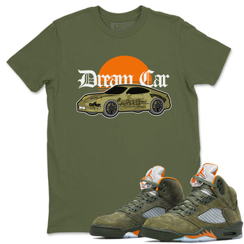 Air Jordan 5 Olive shirt to match jordans Dream Car sneaker tees AJ5 Olive SNRT Sneaker Release Tees unisex cotton Military Green 1 crew neck shirt