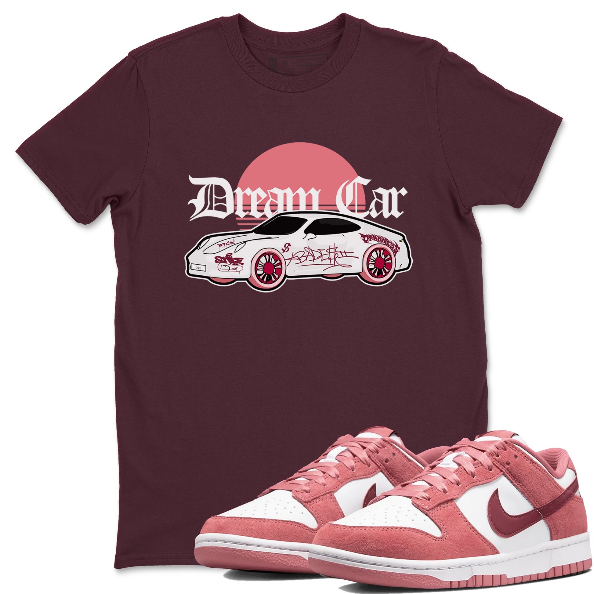 Dunk Valentines Day 2024 shirt to match jordans Dream Car sneaker tees Dunk Valentines Day 2024 SNRT Sneaker Release Tees unisex cotton Maroon 1 crew neck shirt