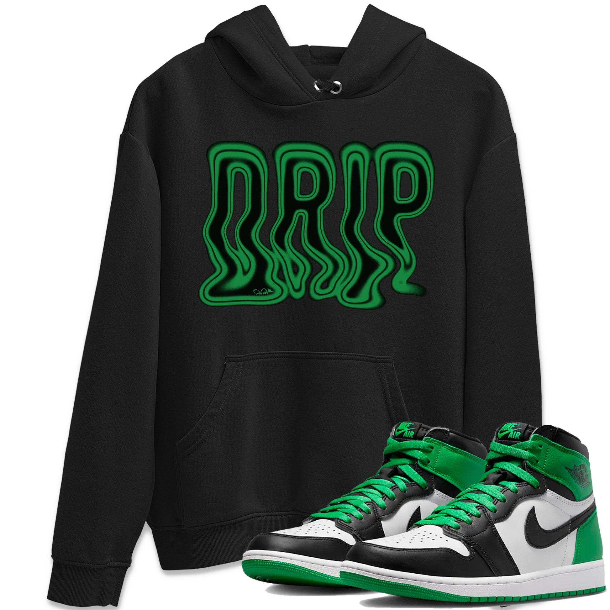 Air Jordan 1 Celtics Sneaker Match Tees Drip Sneaker Tees AJ1 High OG Lucky Green Sneaker Release Tees Unisex Shirts Black 1