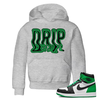 Air Jordan 1 Celtics Sneaker Match Tees Drip Sneaker Tees AJ1 High OG Lucky Green Sneaker Release Tees Kids Shirts Heather Grey 1