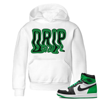 Air Jordan 1 Celtics Sneaker Match Tees Drip Sneaker Tees AJ1 High OG Lucky Green Sneaker Release Tees Kids Shirts White 1