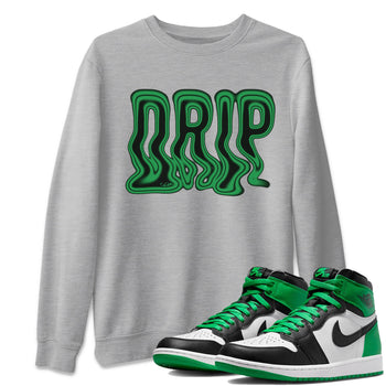 Air Jordan 1 Celtics Sneaker Match Tees Drip Sneaker Tees AJ1 High OG Lucky Green Sneaker Release Tees Unisex Shirts Heather Grey 1
