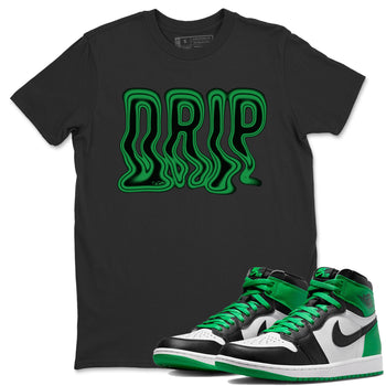 Air Jordan 1 Celtics Sneaker Match Tees Drip Sneaker Tees AJ1 High OG Lucky Green Sneaker Release Tees Unisex Shirts Black 1