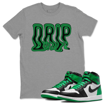 Air Jordan 1 Celtics Sneaker Match Tees Drip Sneaker Tees AJ1 High OG Lucky Green Sneaker Release Tees Unisex Shirts Heather Grey 1