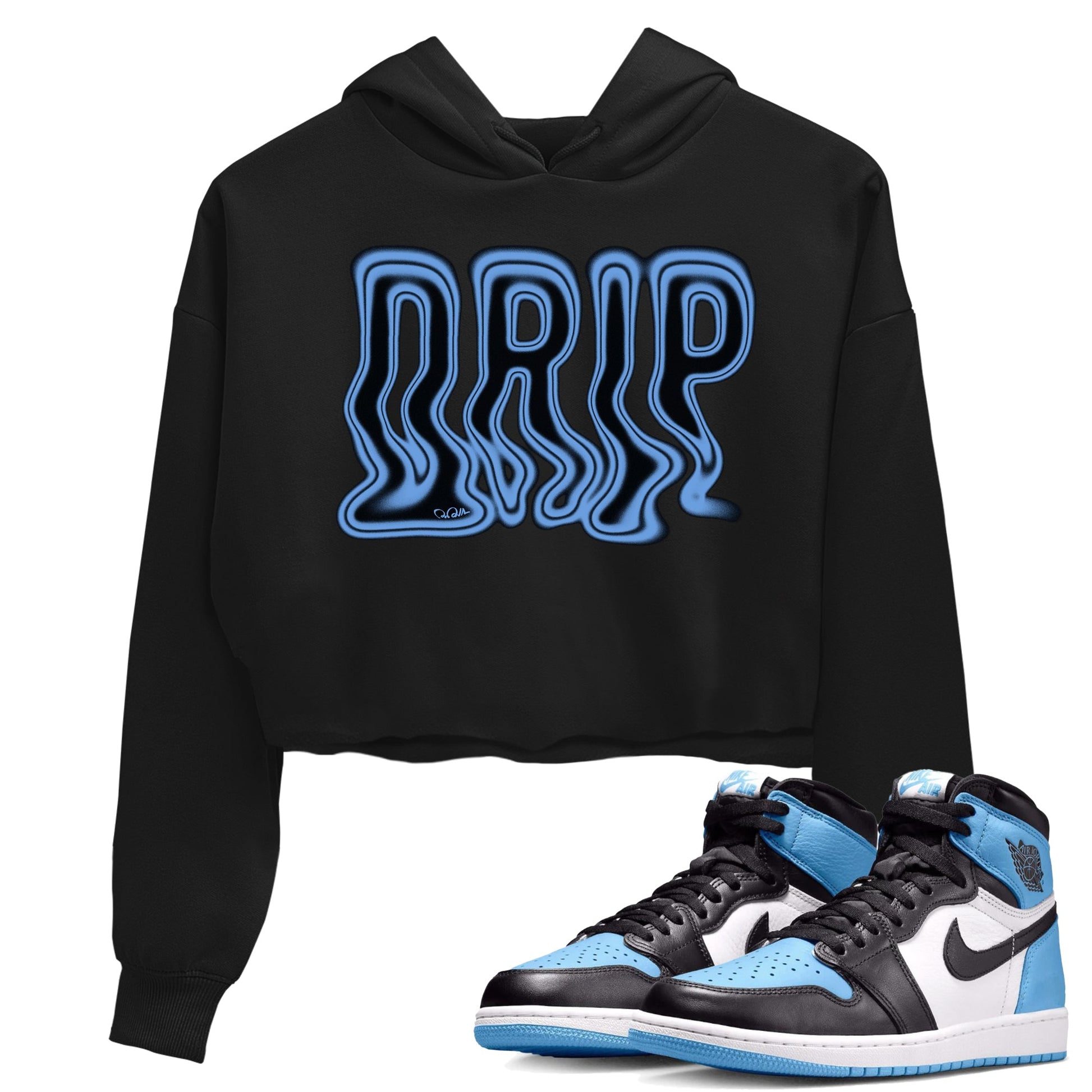 Air Jordan 1 Retro High OG UNC Toe Shirt to match Jordans Drip Sneaker Tees 1s UNC Toe SNRT Sneaker Release Tees Crop T-Shirts Black 1