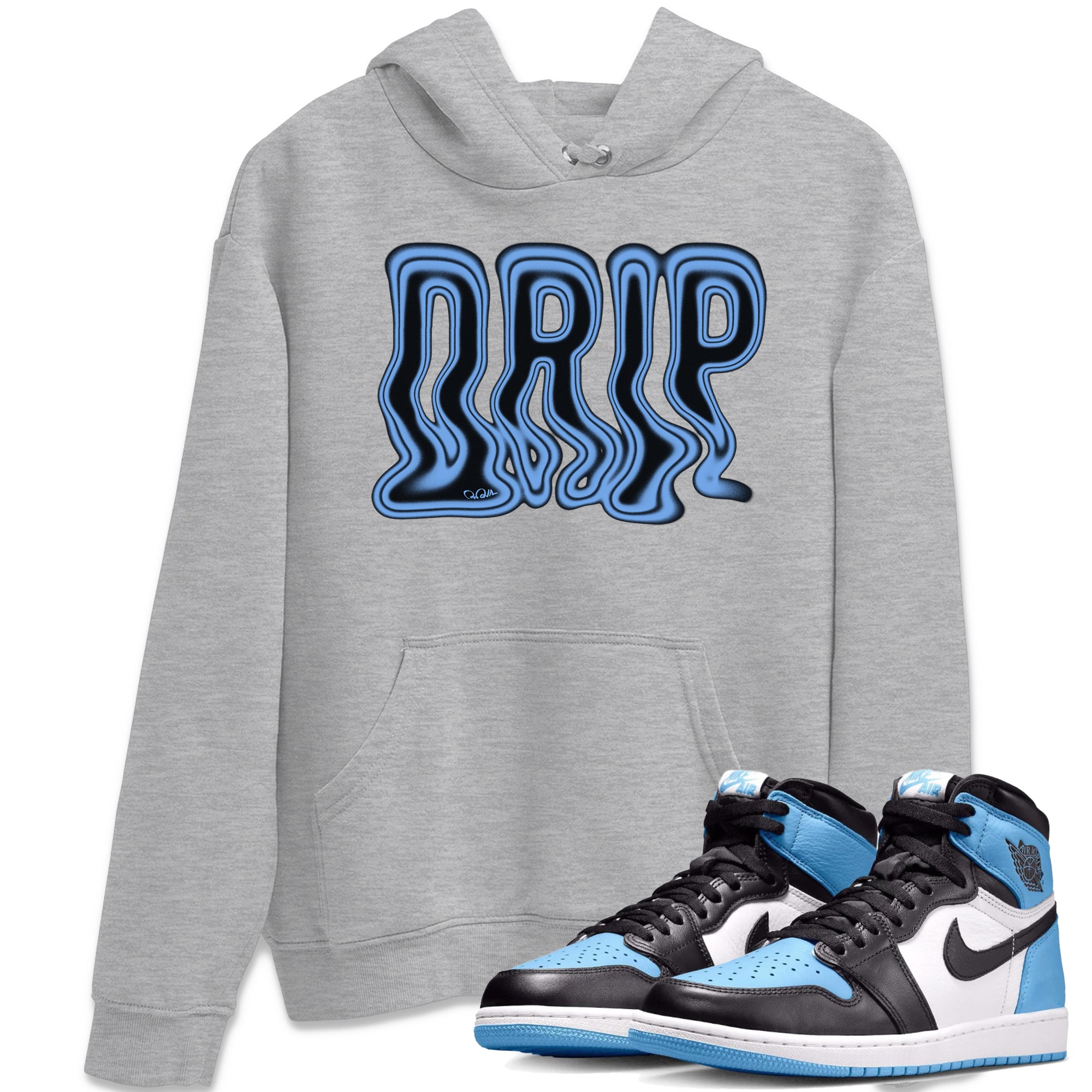 Air Jordan 1 Retro High OG UNC Toe Shirt to match Jordans Drip Sneaker Tees 1s UNC Toe SNRT Sneaker Release Tees Crew Neck T-Shirts Heather Grey 1
