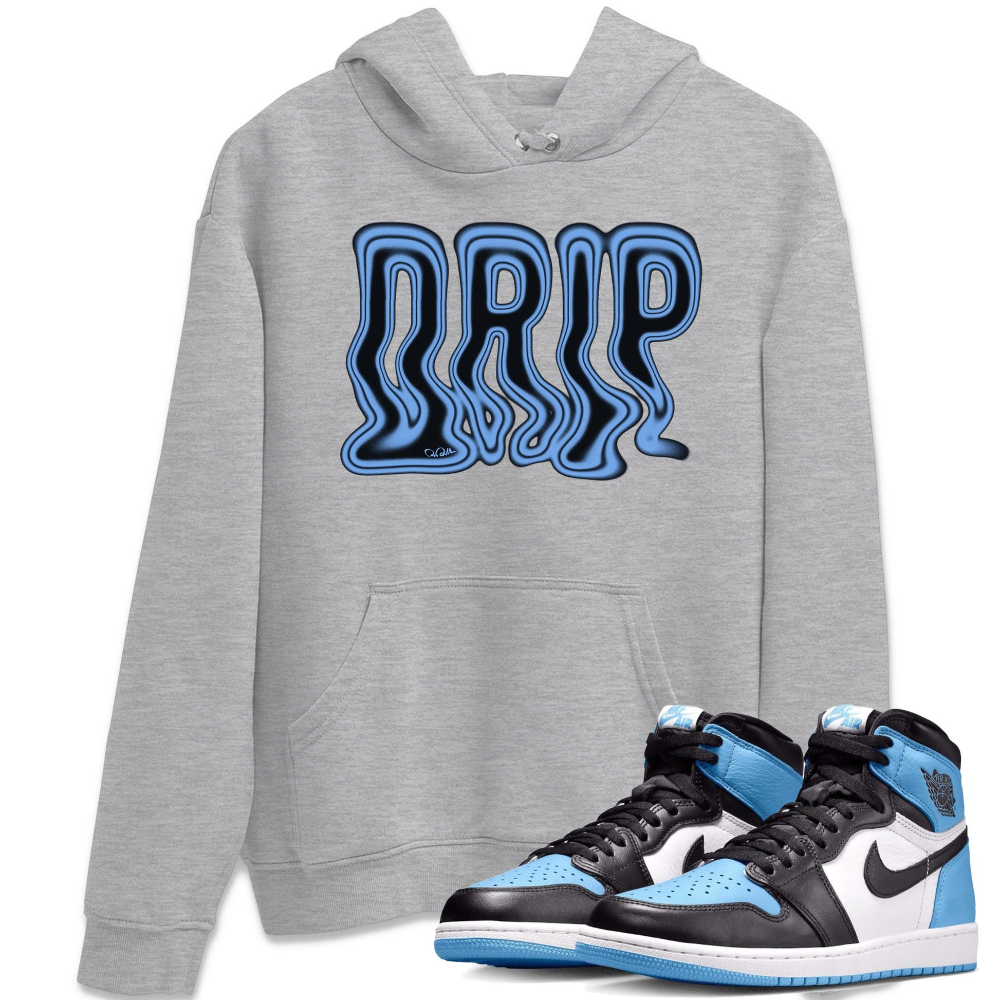 Air Jordan 1 Retro High OG UNC Toe Shirt to match Jordans Drip Sneaker Tees 1s UNC Toe SNRT Sneaker Release Tees Crew Neck T-Shirts Heather Grey 1