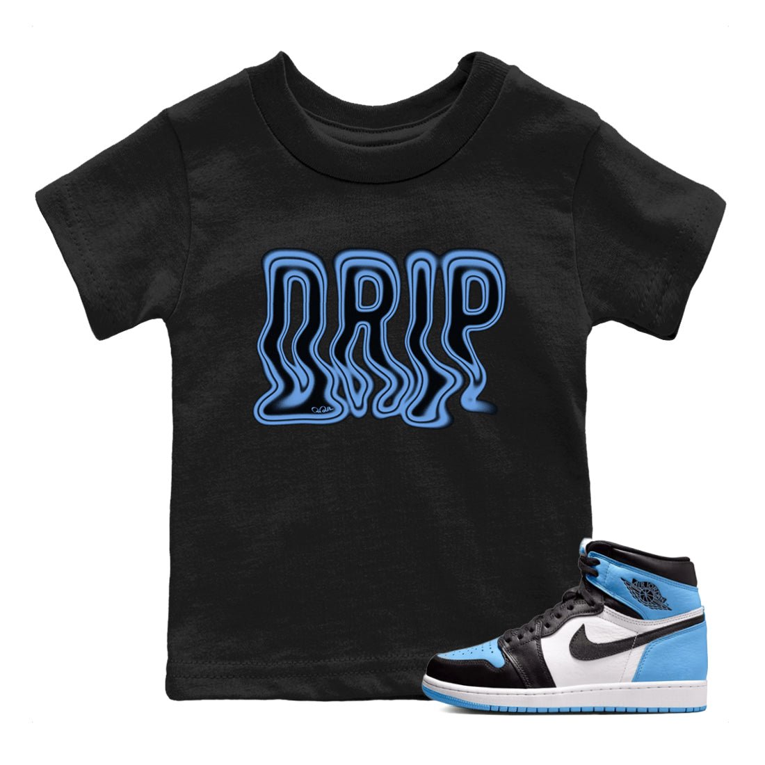 Air Jordan 1 Retro High OG UNC Toe Shirt to match Jordans Drip Sneaker Tees 1s UNC Toe SNRT Sneaker Release Tees Kids and Baby Tees Black 1