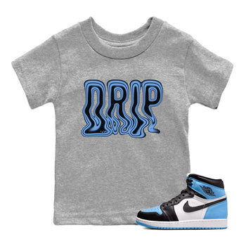 Air Jordan 1 UNC Toe Drip Baby and Kids Sneaker Tees AJ1 OG High UNC Toe Kids Sneaker Tees Size Chart