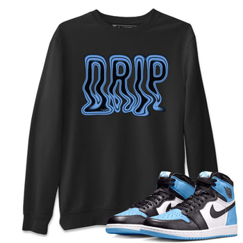 Air Jordan 1 UNC Toe Drip Crew Neck Sneaker Tees AJ1 OG High UNC Toe Sneaker T-Shirts Washing and Care Tip