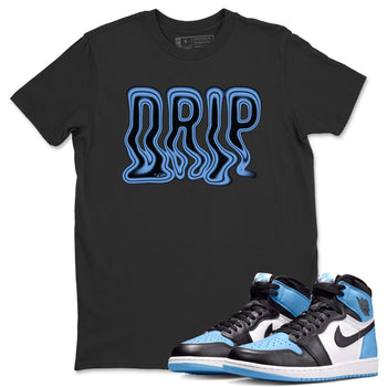 Air Jordan 1 Retro High OG UNC Toe Shirt to match Jordans Drip Sneaker Tees 1s UNC Toe SNRT Sneaker Release Tees Crew Neck T-Shirts Black 1