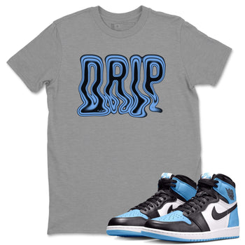 Air Jordan 1 UNC Toe Drip Crew Neck Sneaker Tees AJ1 OG High UNC Toe Sneaker T-Shirts Size Chart