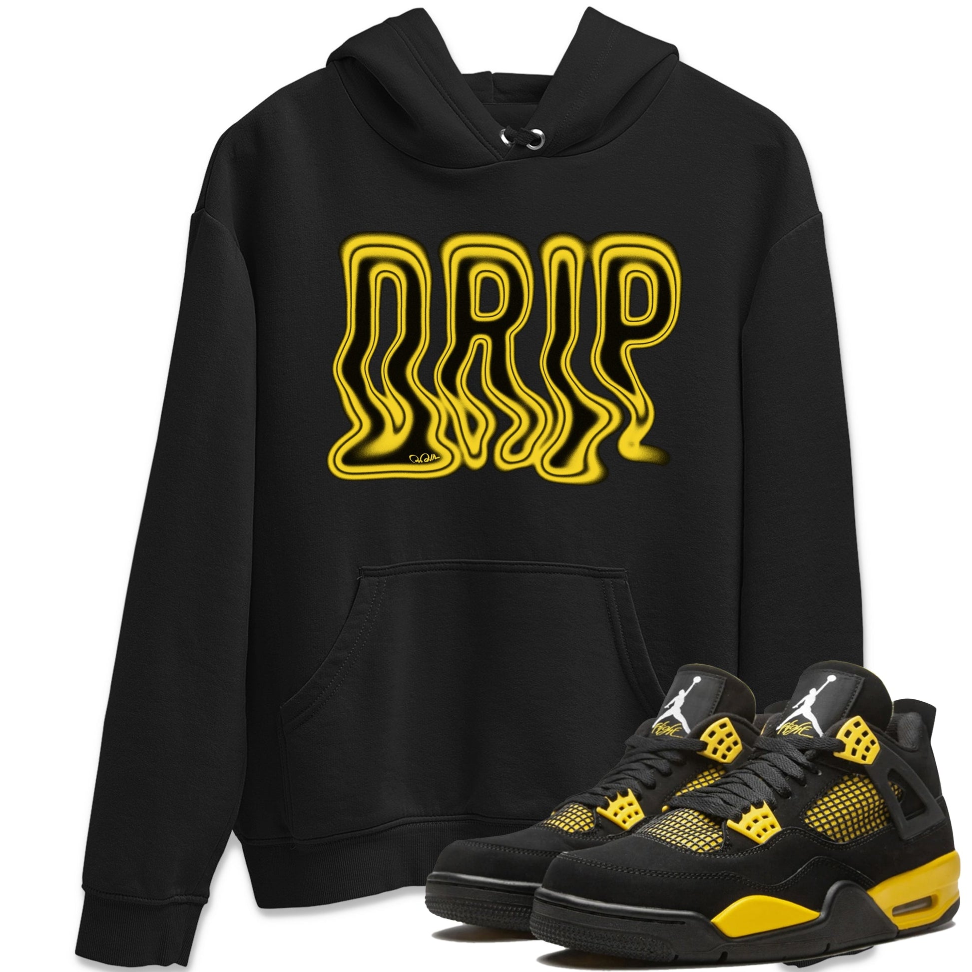 Air Jordan 4 Thunder Sneaker Match Tees Drip Sneaker Tees AJ4 Thunder Jumpman Sneaker Release Tees Unisex Shirts Black 1