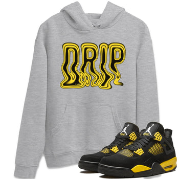 Air Jordan 4 Thunder Sneaker Match Tees Drip Sneaker Tees AJ4 Thunder Jumpman Sneaker Release Tees Unisex Shirts Heather Grey 1