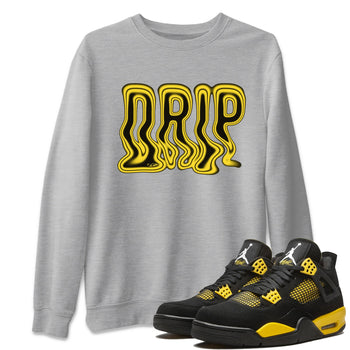 Air Jordan 4 Thunder Sneaker Match Tees Drip Sneaker Tees AJ4 Thunder Jumpman Sneaker Release Tees Unisex Shirts Heather Grey 1