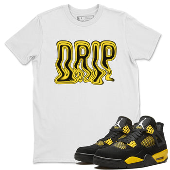 Air Jordan 4 Thunder Sneaker Match Tees Drip Sneaker Tees AJ4 Thunder Jumpman Sneaker Release Tees Unisex Shirts White 1