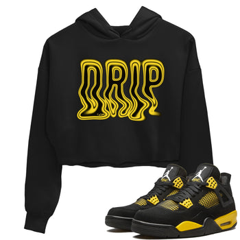 Air Jordan 4 Thunder Sneaker Match Tees Drip Sneaker Tees AJ4 Thunder Jumpman Sneaker Release Tees Women's Shirts Black 1