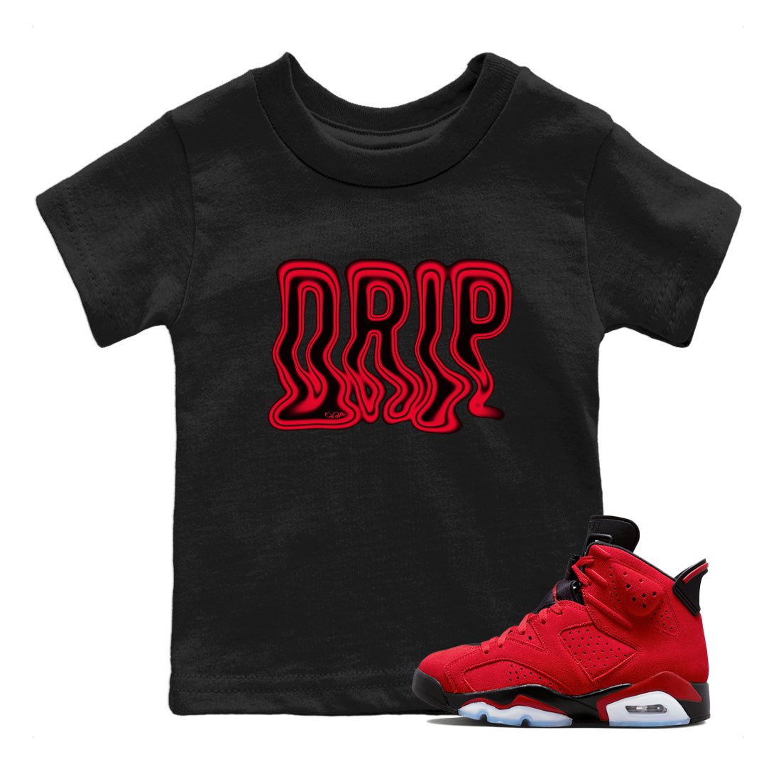 Air Jordan 6 Toro Bravo Sneaker Match Tees Drip Sneaker Tees 3D Graphic Design Shirts AJ6 Toro Bravo Sneaker Release Tees Kids Shirts Black 1