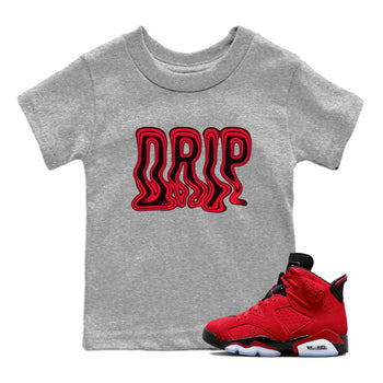 Air Jordan 6 Toro Bravo Sneaker Match Tees Drip Sneaker Tees 3D Graphic Design Shirts AJ6 Toro Bravo Sneaker Release Tees Kids Shirts Heather Grey 1